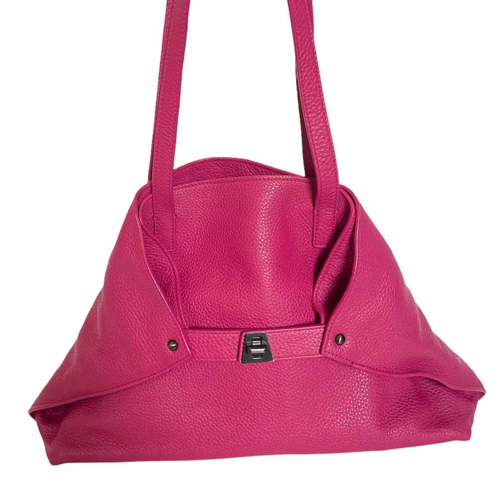 ***SOLD*** AKRIS | Authentic 100% leather Pink Medium Foldable Tote Star Bag - Picture 1 of 15